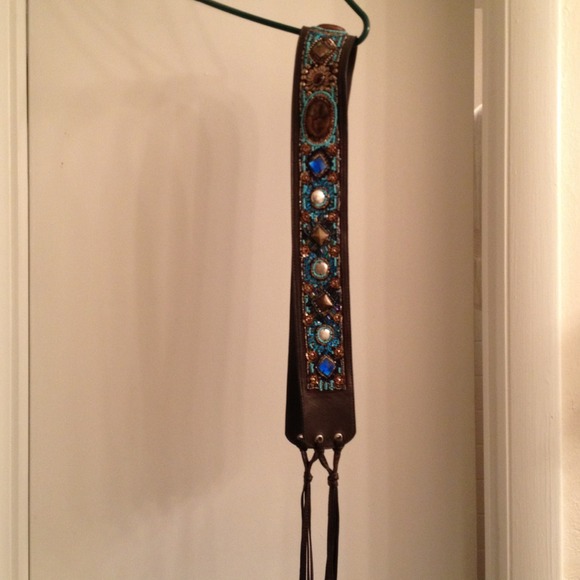 Gorgeous beaded leather belt