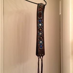 Gorgeous beaded leather belt