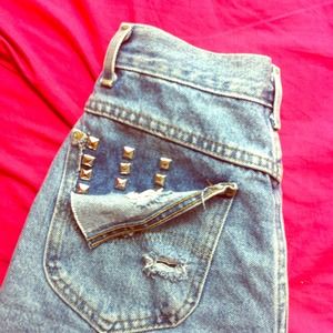 Studded, high waisted shorts.