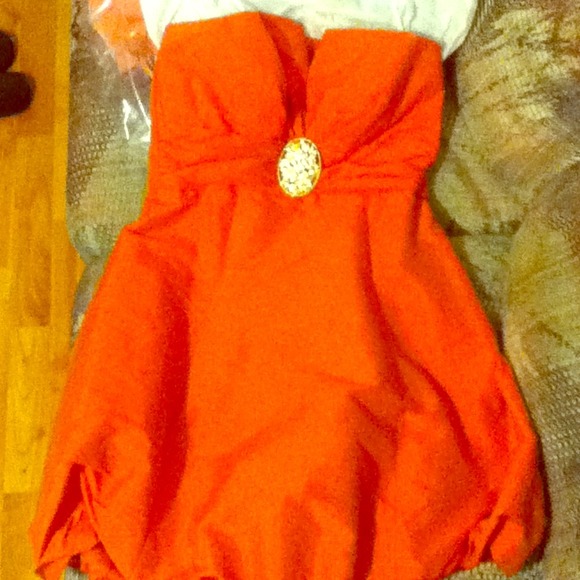 Orange formal dress, cocktail dress