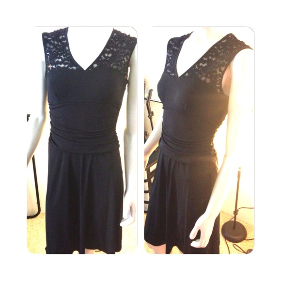 Sold@Jlwitty Black dress with lace top and cinched