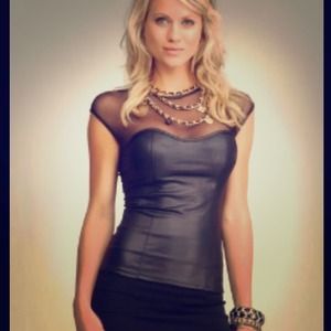 Bebe black leatherette corset top