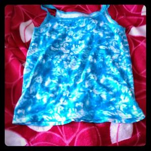 Blue and white tie-dye tank top