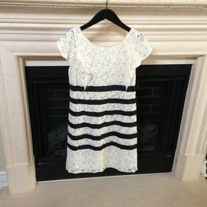 BCBG white and black striped dress