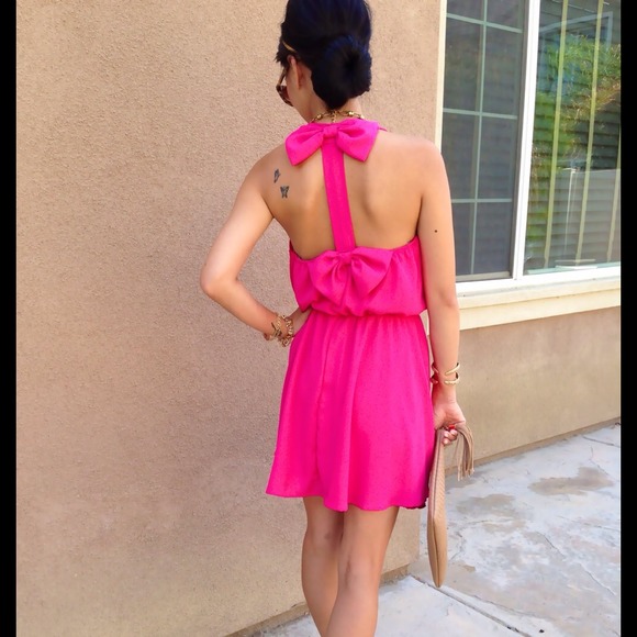 ❌Sold❌ BUNDLED❗Hot Pink Bow Back Dress