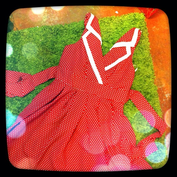 NWT / Modcloth 50's Red Polka Dot Apron Dress