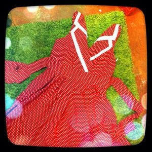 NWT / Modcloth 50's Red Polka Dot Apron Dress