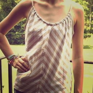 Beige & White-Striped Tank (Size Small)