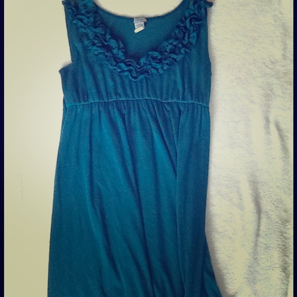 Teal Ruffle Dress - Picture 1 of 3