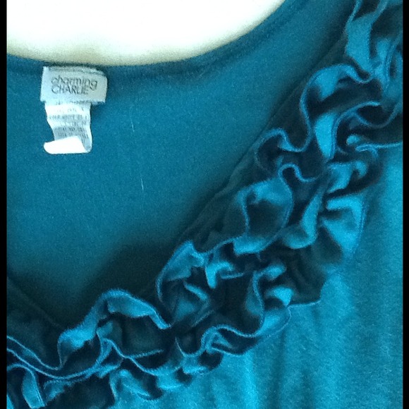 Teal Ruffle Dress - Picture 2 of 3