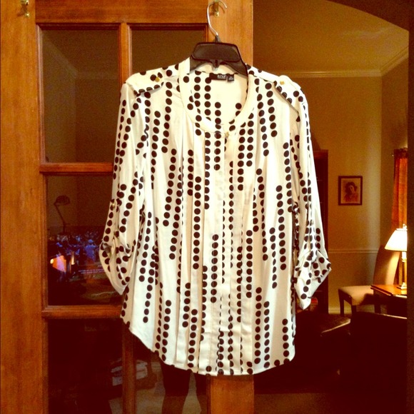 Black dotted white blouse NWT