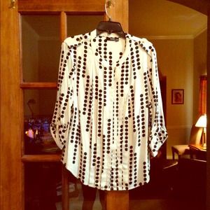 Black dotted white blouse NWT