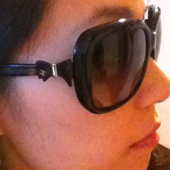 Authentic Chanel sunglasses with side bow logo
