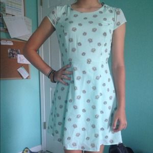 Mint open back daisy skater dress from F21