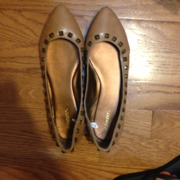 Camel studded flats