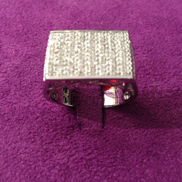 925 silver rhodium men's diamond ring !