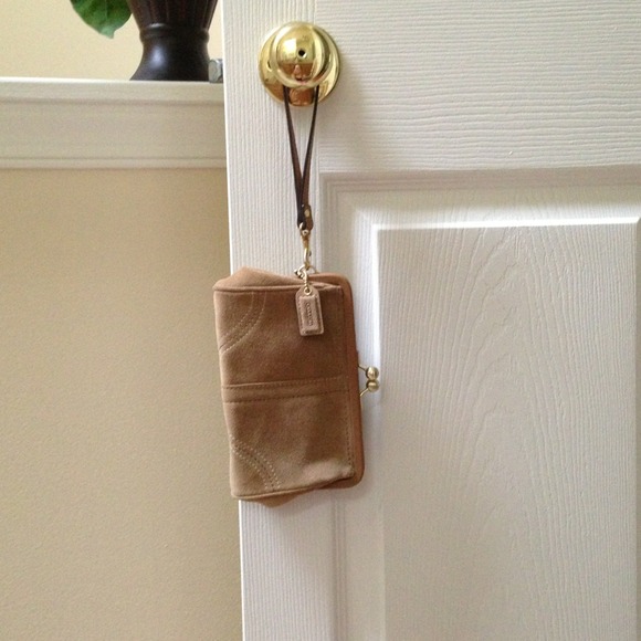Suede Coach wristlet