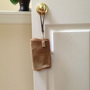 Suede Coach wristlet