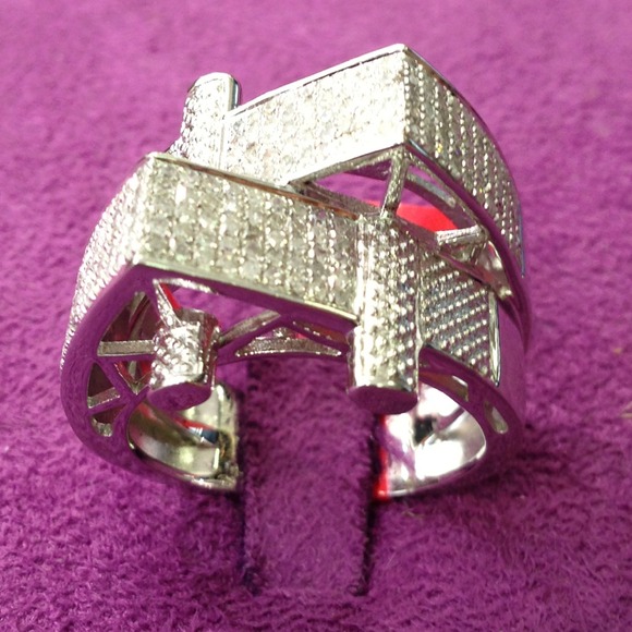 925 silver / rhodium men's diamond ring!