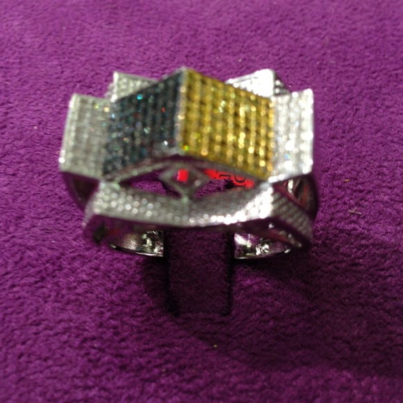 925 silver / rhodium men's diamond ring.
