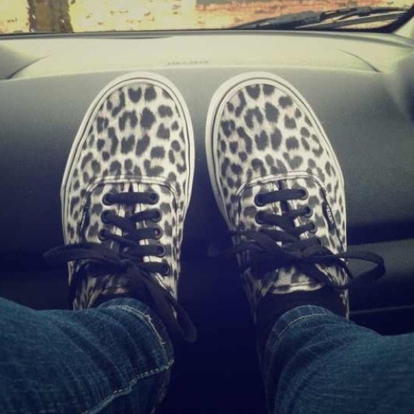Grey & Black Leopard Vans-Size 8