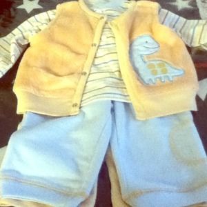 Yellow and Blue Dinosaur 3 to 6 month boy outfit