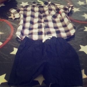Red, white, and blue plaid outfit for 6 months