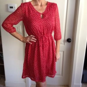 Red w/white dots dress. Drawstring waist,