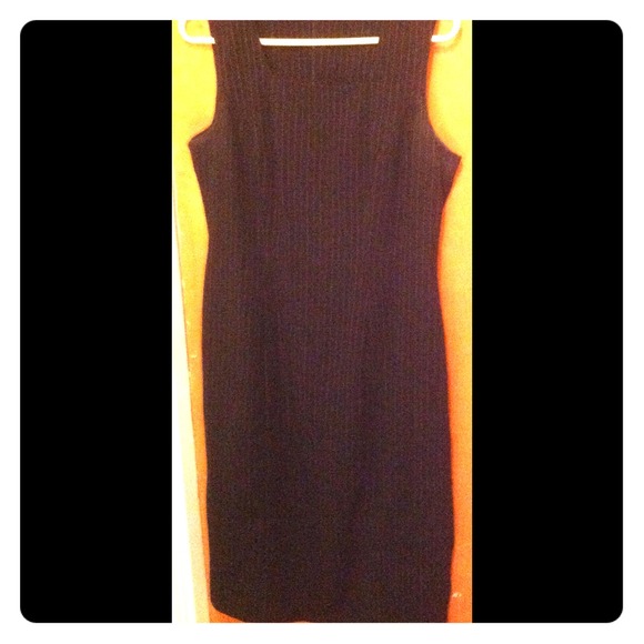 Black and white pinstripe sheath dress