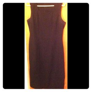 Black and white pinstripe sheath dress