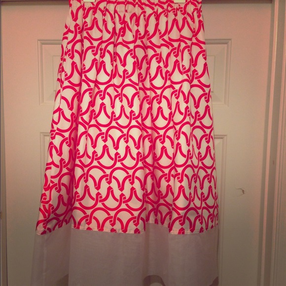 Cynthia Steffe Coral red and white design skirt
