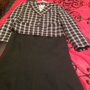 Tahari skirt suit with plaid sparkly jacket