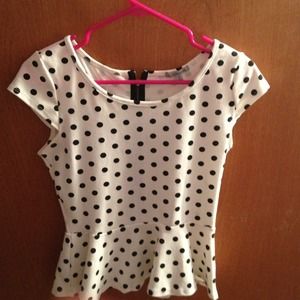 Polka dot peplum top