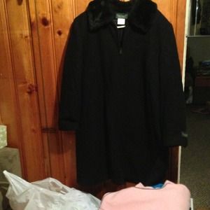 16W 100% WOOL FAUX FUR TRIM COAT