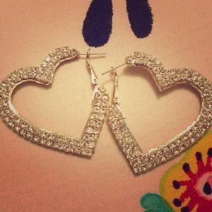 Heart shaped studded hoops
