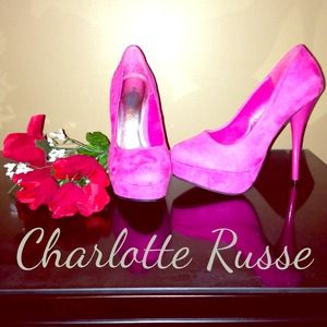 Hot Pink Suede Heels