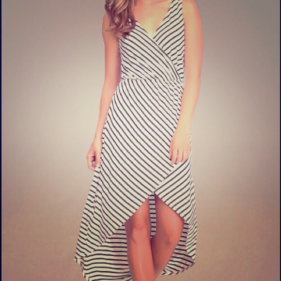 High low cross over hemline dress