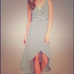 High low cross over hemline dress
