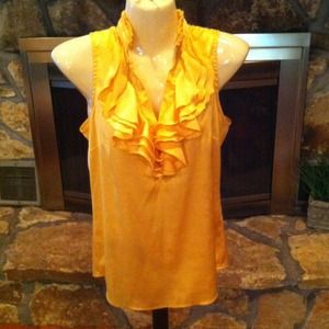 Yellow New York and co ruffle blouse size xs
