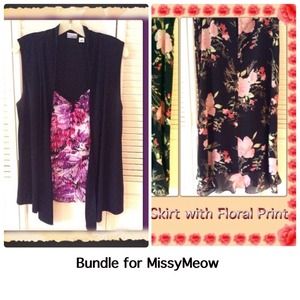 BUNDLED🌷Black maxi skirt & blk/multi sexy top 🌷