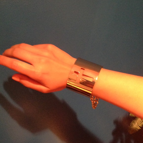 Gold cross cuff with chain