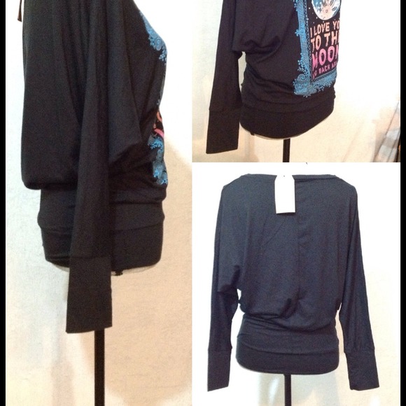 PAPAYA!  ~ I 💜 You To The Moon&Back Again LS Top - Picture 2 of 4