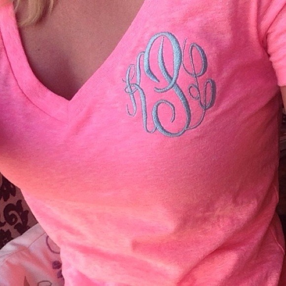 Monogrammed v neck ladies shirt