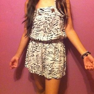 A printed, black and white romper.