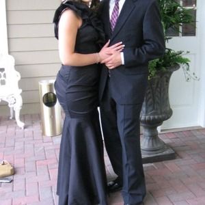 Off the shoulder ruffle prom dress