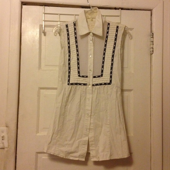 Free People Pinstripe ButtonUp ShirtDress sz 4