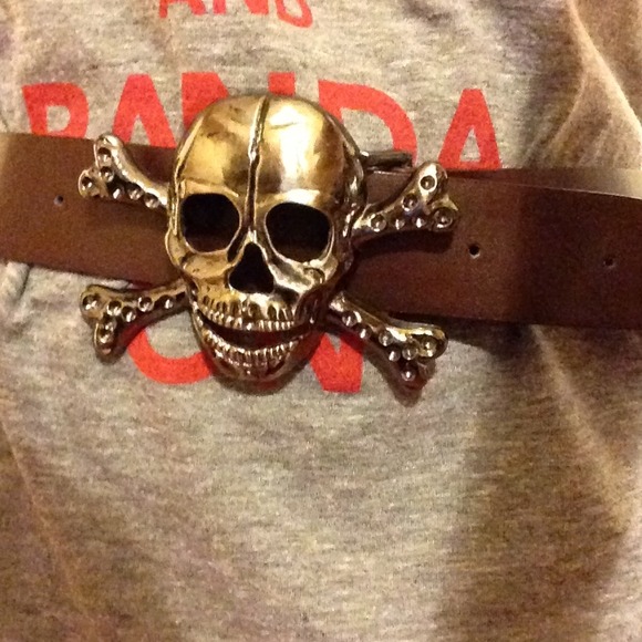 Accessories - Skull head brown belt