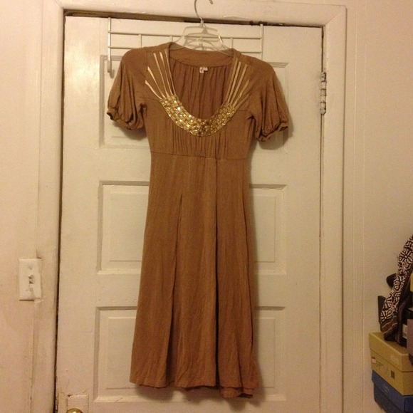 Joie Beige Jeweled Dress sz S