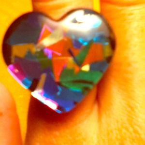 Colorful heart ring .