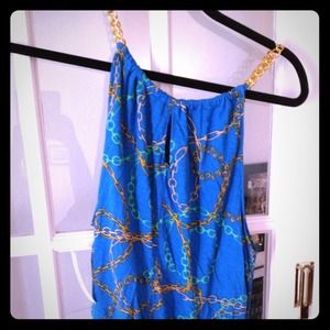 Blue keyhole tank with gold hardware. Nwt
